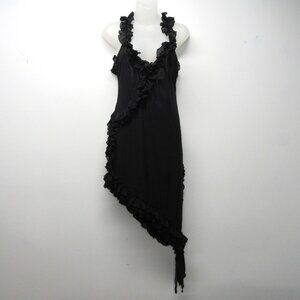 Murci Ruffle Double Mesh Semi Sheer Asymmetric Hem Mini Dress sz US 10 ⭐